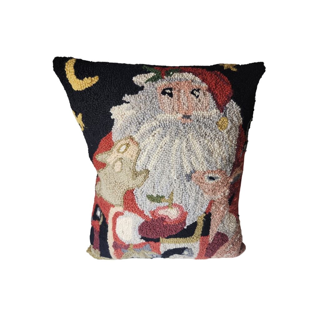 PEKING HANDICRAFT Holiday Collection Santa Raindeer Decorative 3D Pillow 14x15